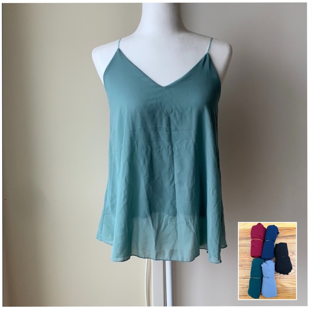 6 NEW Camisole Tops Green Black, Red, Blue, Light Blue, Turquoise S M